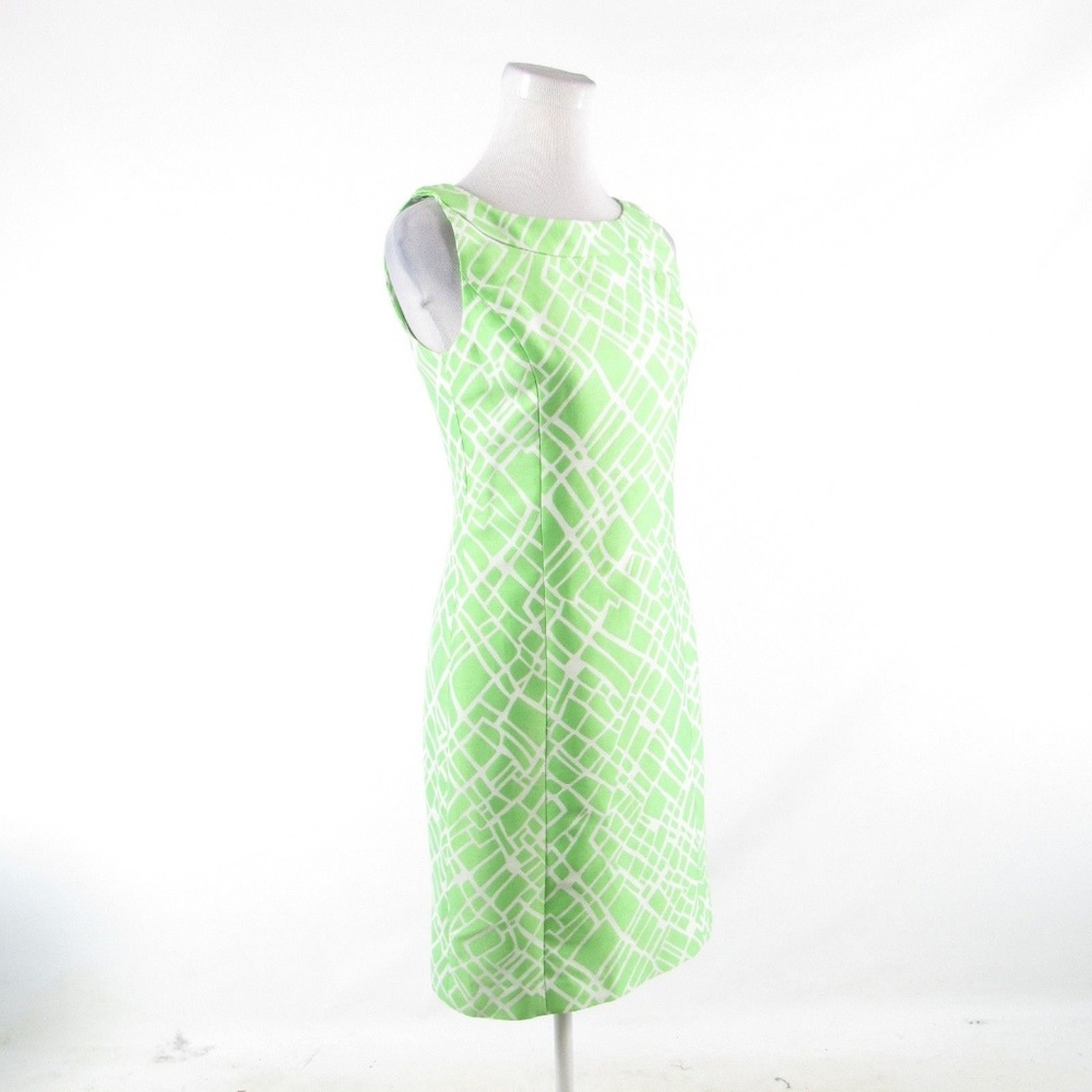 Bright green white DONCASTER sheath dress 4 - Picture 3 of 8